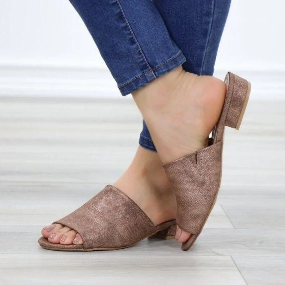 Flat Slip On Loafer Metallic Copper Sandal - Picture 7 of 10